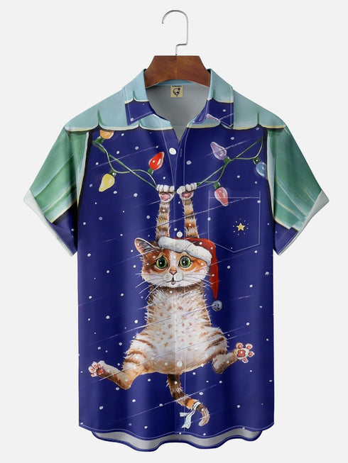 Men's Christmas Funny Graphic Short Sleeve Hawaiian Shirt